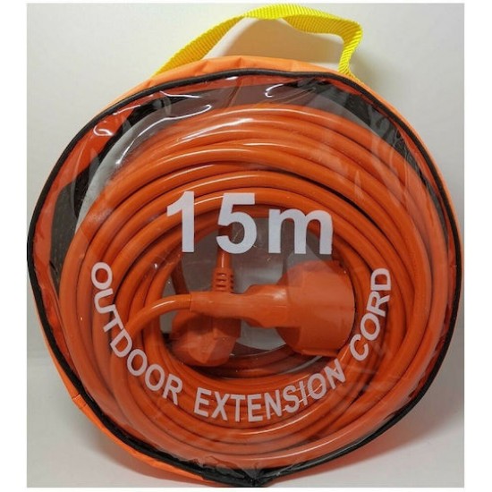 Prelungitor electric, PORTOCALIU, 15M tip cupla + fisa, 3 x 1.5 mm, IP44, max 2000W MX1643